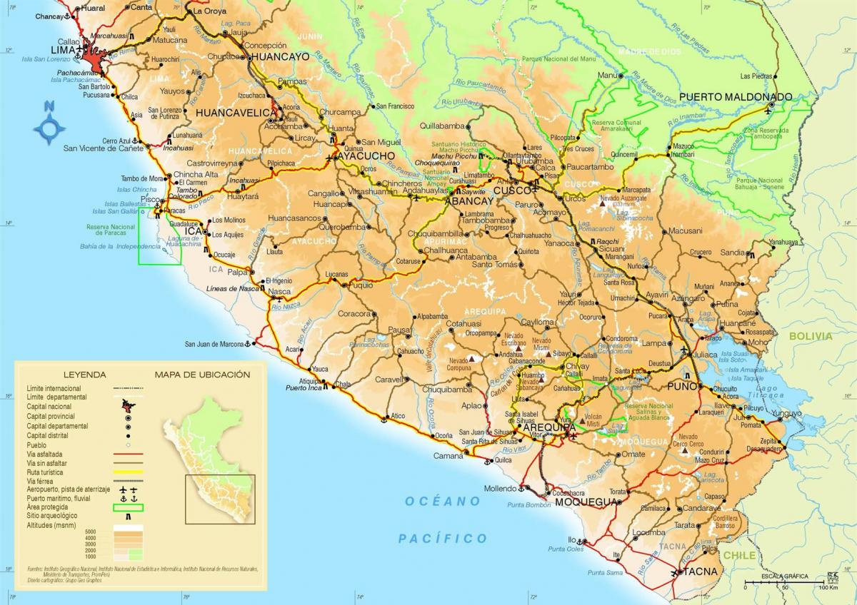 mapa južnoj Peruu