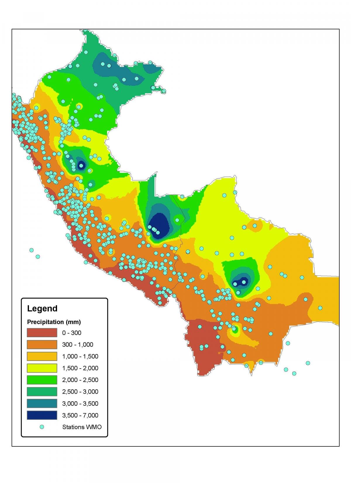 mapa Peruu klime