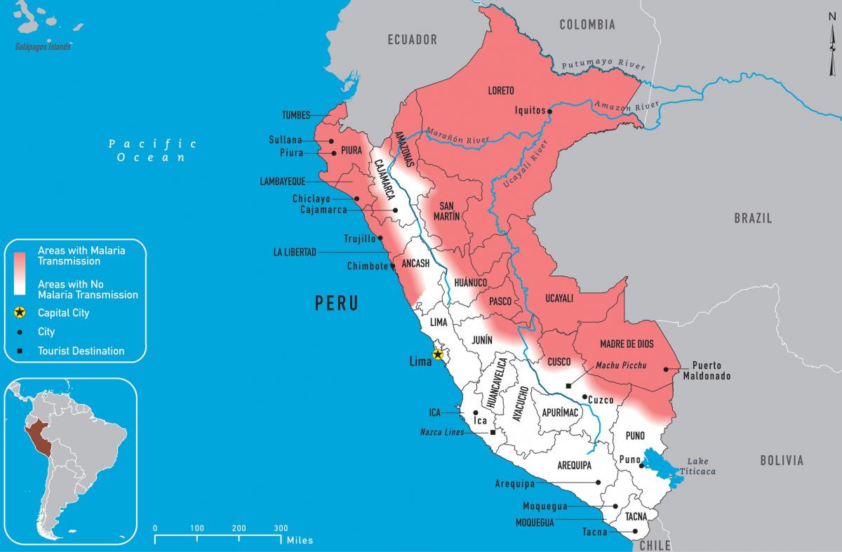 mapa Peruu malariju