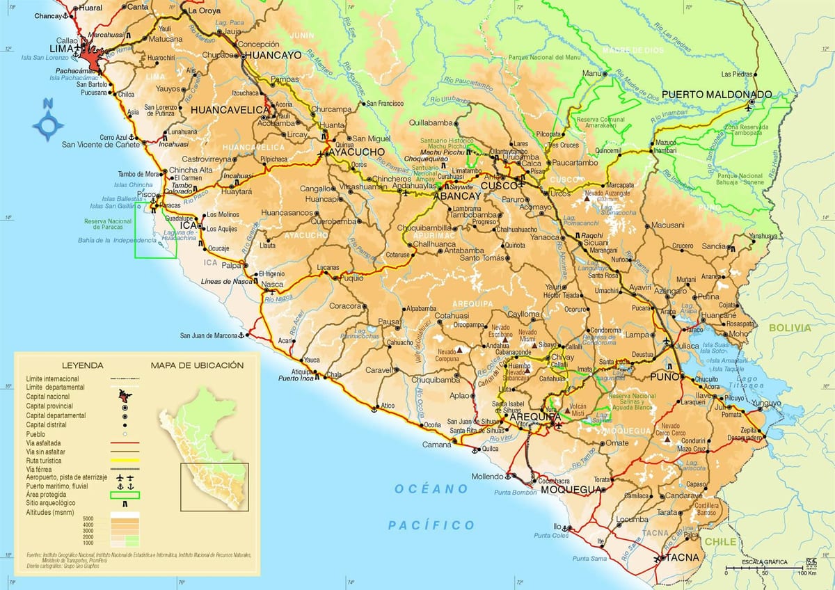 mapa južnoj Peruu
