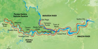 Mapa amazon rijeku Peruu