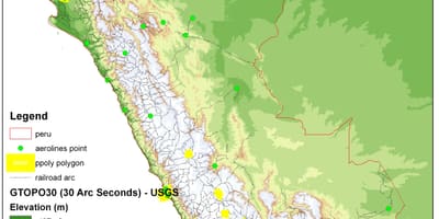 Mapa Peruu elevacija